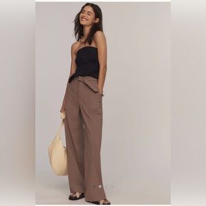 Theory Utility Wide-Leg Pants in Brown